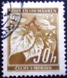 Selo postal da Bohemia e Morávia de 1941 Lime tree branch 30h