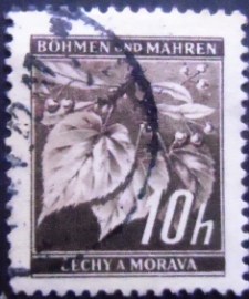 Selo postal da Bohemia e Morávia de 1939 Lime tree branch 10h
