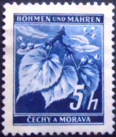 Selo postal da Bohemia e Morávia de 1939 Lime tree branch 5h