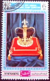 Selo postal do Reino do Yemen de 1970 Crown of St. Edward