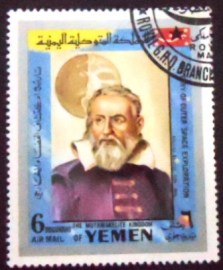 Selo postal do Reino do Yemen de 1969 Galileo Galilei