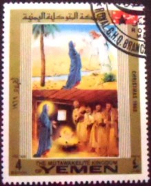 Selo postal do Reino do Yemen de 1969 The Virgin and the angel