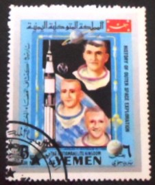 Selo postal do Reino do Yemen de 1969 Apollo fire