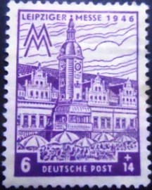 Selo postal da Saxônia de 1946 Leipzig St. Nicholas 6