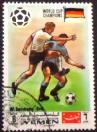 Selo postal do Reino do Yemen de 1970 German football players
