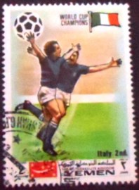 Selo postal do Reino do Yemen de 1970 Italian football players