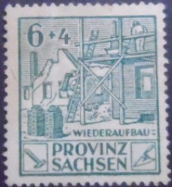 Selo postal da Saxônia de 1946 Wiederaufbau