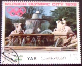 Selo postal da Rep. Árabe do Yemen de 1970 Wittelsbach fountain