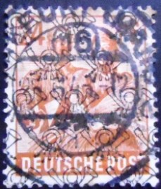 Selo postal da Alemanha de 1948 Posthorn Net Overprint 24