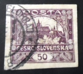 Selo postal da Tchecoslováquia de 1919 Prague Castle