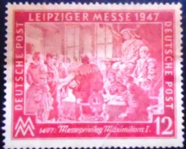 Selo postal da Saxônia de 1945 Leipzig Fair 12
