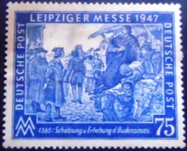 Selo postal da Saxônia de 1945 Leipzig Fair 75