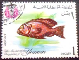 Selo postal do Reino de Yemen de 1967 Spotted Coral Grouper