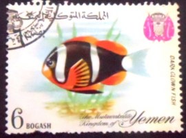 Selo postal do Reino de Yemen de 1967 Dark Clown Fish