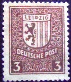 Selo postal da Saxônia de 1946 Leipzig Arms 3