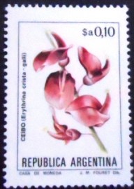 Selo postal da Argentina de 1984 Ceibo