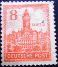 Selo postal da Saxônia de 1946 Leipzig Town Hall 8
