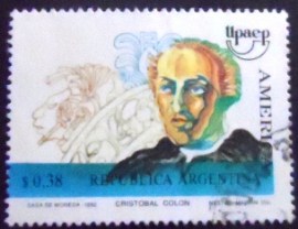 Selo postal da Argentina de 1992 Colón y la cultura Americana