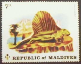 Selo postal das Maldivas de 1972 Edaphosaurus