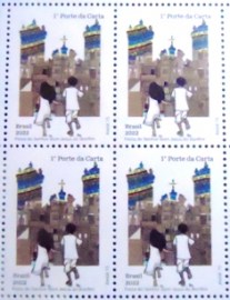 Quadra de selos postais do Brasil de 2022 Bom Jesus do Bonfim Crianças