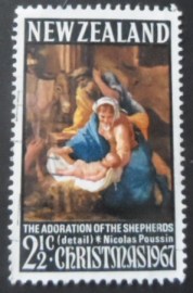 Selo postal da Nova Zelândia de 1967 Adoration of the Shepherds