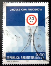 Selo postal da Argentina de 1981 Drive with caution