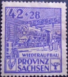 Selo postal da Saxônia de 1946 Wiederaufbau