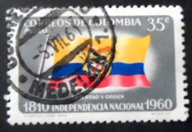 Selo postal da Colômbia de 1960 Colombian flag
