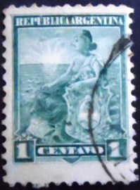 Selo postal da Argentina de 1899 Allegory Liberty Seated