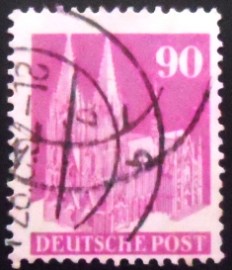 Selo postal da Alemanha de 1949 Cologne Cathedral 90