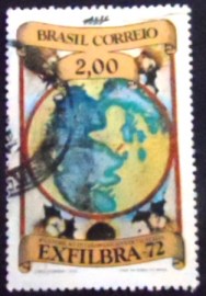 Selo postal do Brasil de 1972 Mapa Mundi - C 752 U