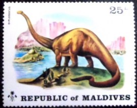 Selo postal das Maldivas de 1972 Diplodocus