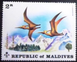Selo postal das Maldivas de 1972 Pteranodon