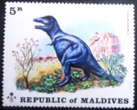 Selo postal das Maldivas de 1972 Tyrannosaurus