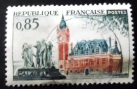 Selo postal da França de 1961 City Hall Calais