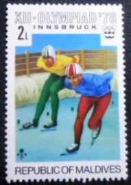 Selo postal das Maldivas de 1976 Speed Skating