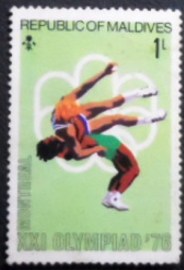 Selo postal das Maldivas de 1976 Wrestling