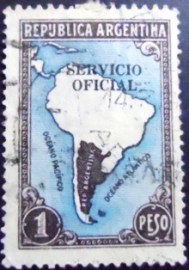 Selo postal da Argentina de 1949 South America ovpt.