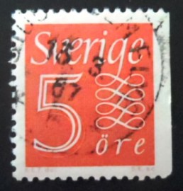 Selo postal da Suécia de 1957 New Numeral type