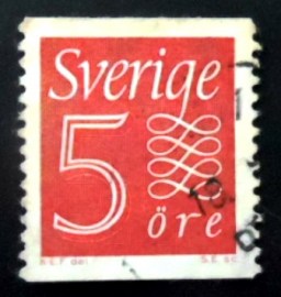 Selo postal da Suécia de 1957 New Numeral type