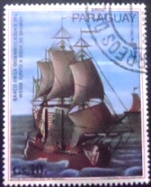Selo postal do Paraguai de 1977 Bark of Bremen
