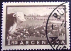 Selo postal da Argentina de 1958 Cattle Ranch