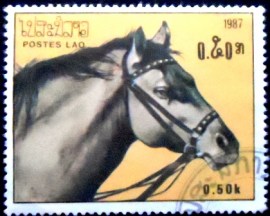 Selo postal do LAOS de 1987 Horse