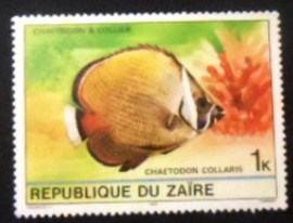Selo postal do Zaire de 1980 Collared Butterflyfish