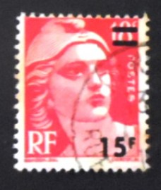 Selo postal da França de 1954 Marianne type Gandon
