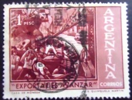 Selo postal da Argentina de 1961 Grain export