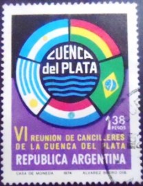 Selo postal da Argentina de 1974 Cuenca del Plata