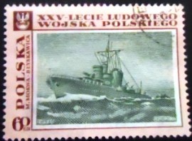 Selo postal da Polônia de 1968 Destroyer Blyskawica