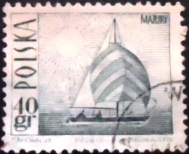 Selo postal da Polônia de 1966 Amethyst Yacht 11½ x 11¾