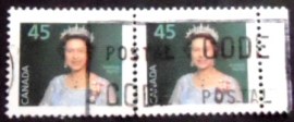 Par de selos postais do Canadá de 1995 Queen Elizabeth II
